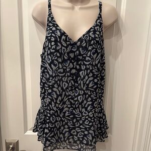 CAbi Black and Gray Asymmetrical Peplum Camisole